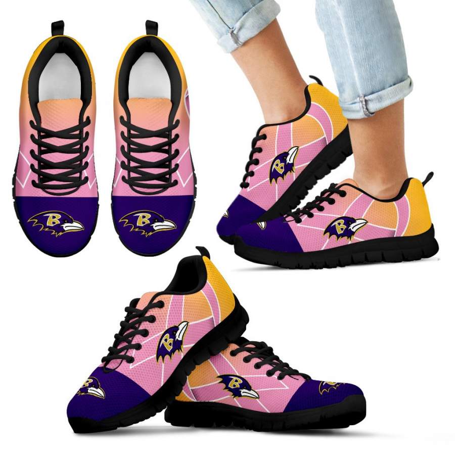 Baltimore Ravens Cancer Pink Ribbon Sneakers