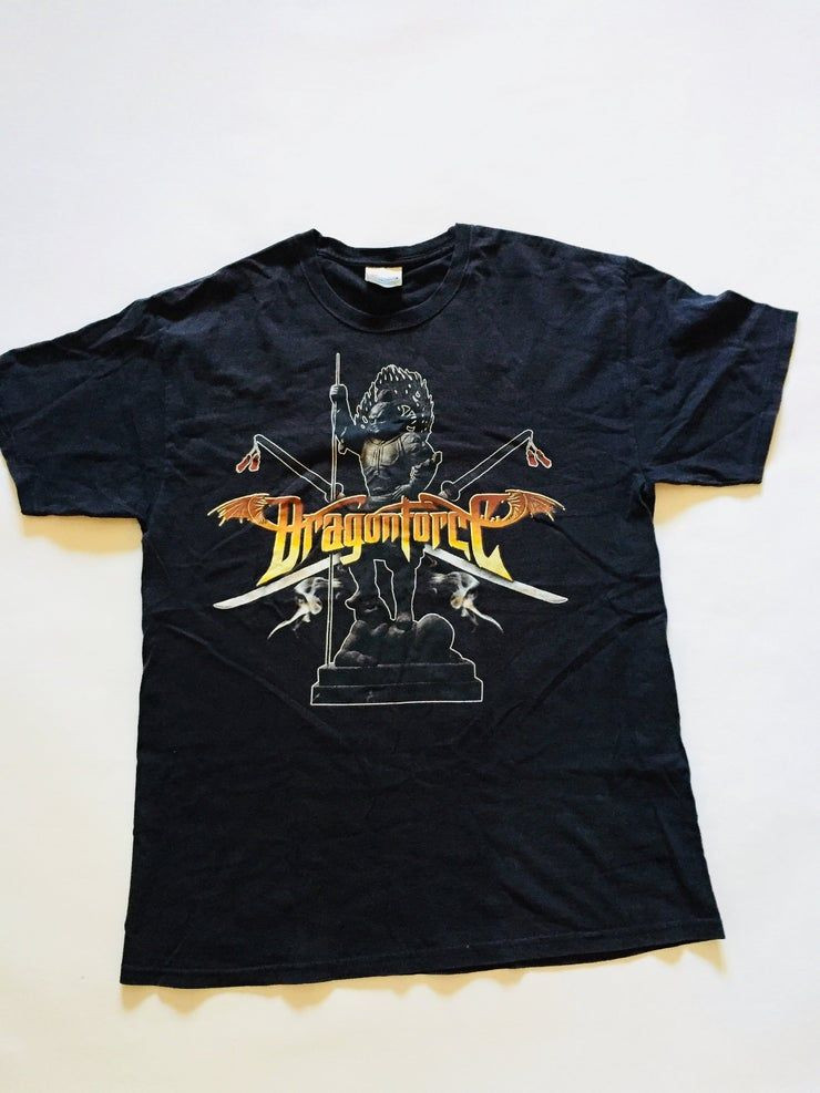 Vintage Dragon Force Uk Black Gold Top Heavy Metal Rock Grunge Shirt