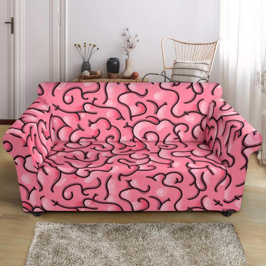 Zombie Brain Halloween Pattern Print Loveseat Cover