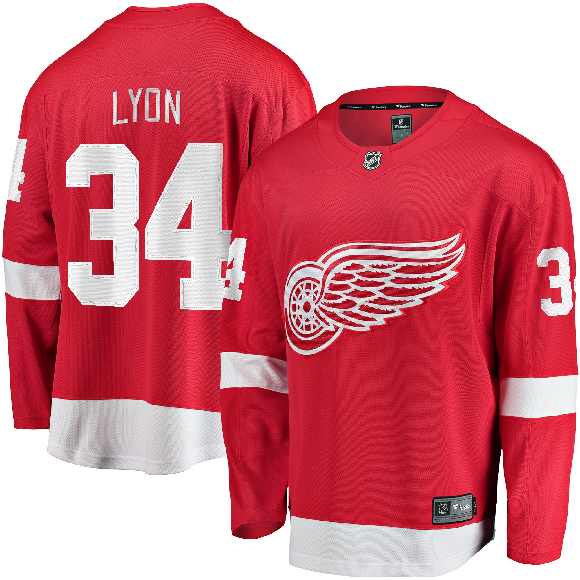 Men's Detroit Red Wings Alex Lyon Red Home Breakaway Jersey