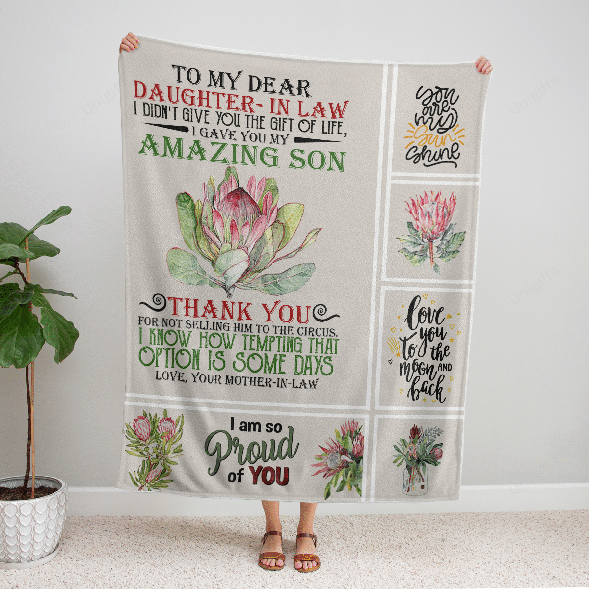 To My Daughter-In-Law From Mother I Gave You My Amazing Son Fleece Blanket Birthday Gift Home Decor Bedding Couch Sofa Soft And Comfy Cozy