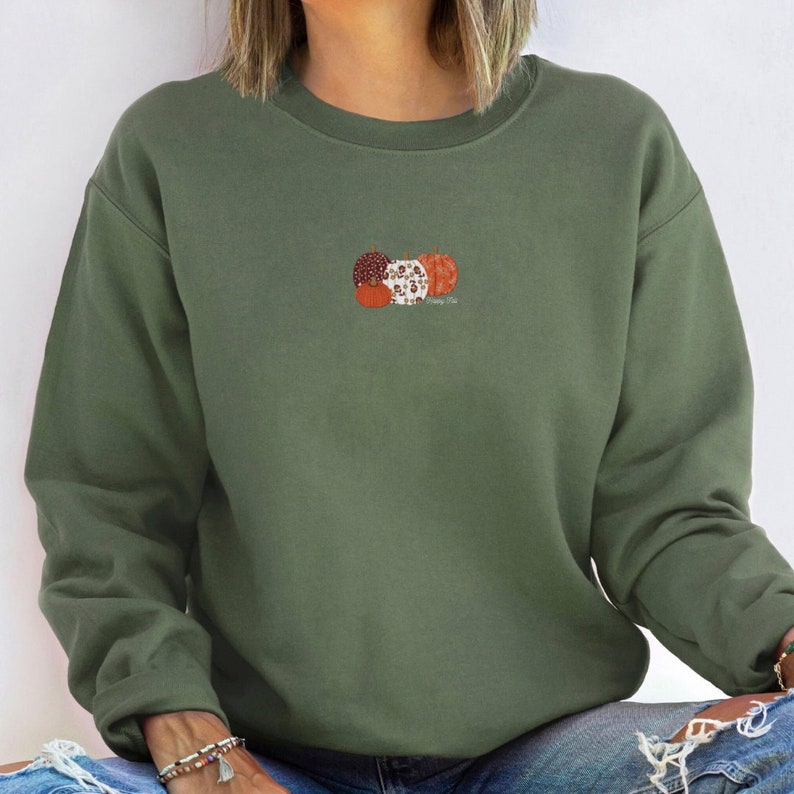 Happy Fall Embroidered Sweatshirt 2D Crewneck Sweatshirt All Over Print Sweatshirt For Women Sweatshirt For Men Sws2688