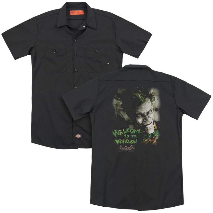 Batman – Arkham Welcome To The Madhouse Men’s Work Shirt