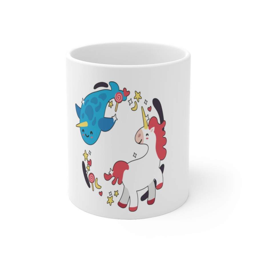 whale unicorn White Ceramic Mug