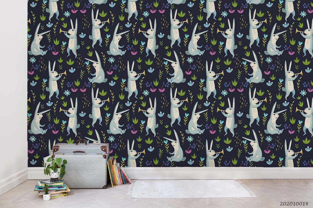 3D Cartoon Cute Animal Rabbit Pattern Wall Mural Wallpaper Wj 5032