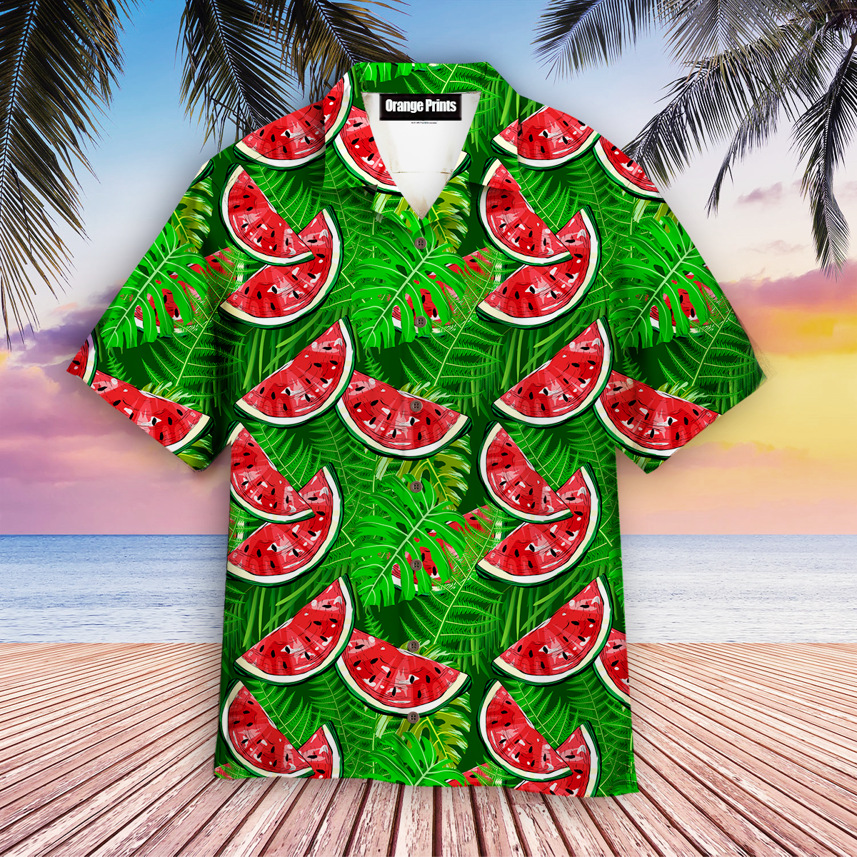 Watermelon With Tropical Leaves Hawaii Shirt For Men Women Ha63312