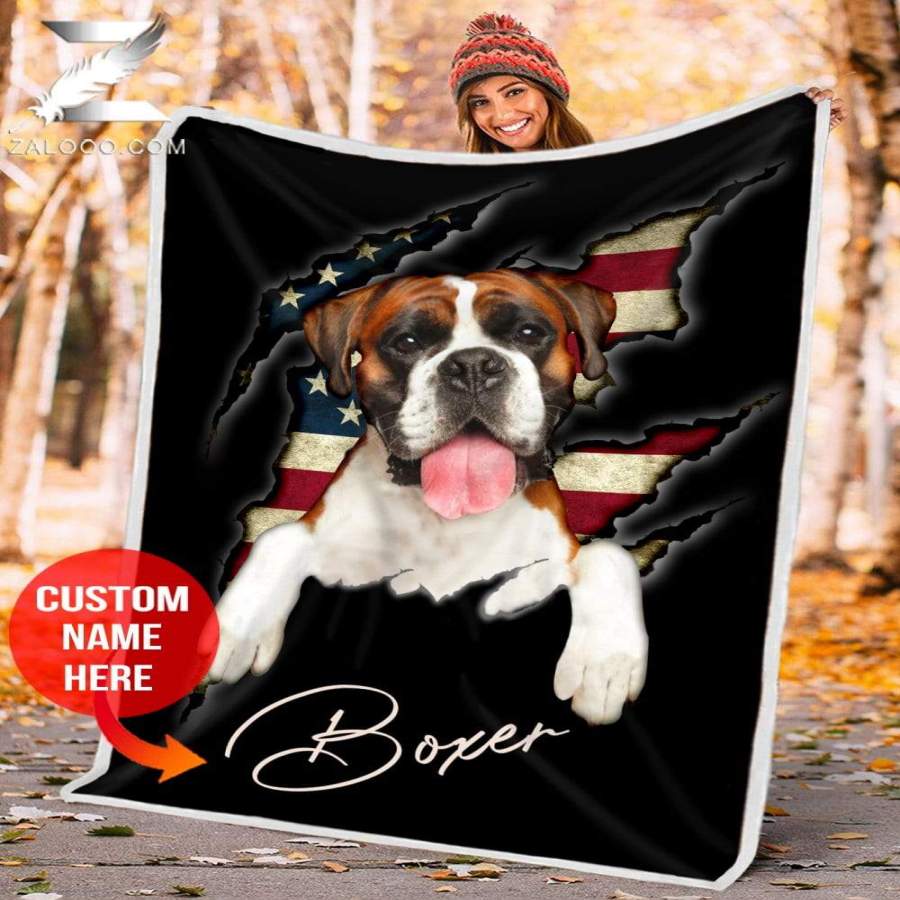 Zalooo – Custom Fleece Blanket – BOXER – Flag