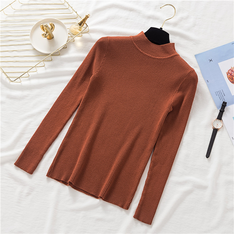 14 colors 2021 Spring Summer women long sleeve turtleneck Tight stretch pull sweaters office pullover korean clothes clothing alx