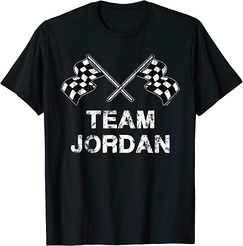 Vintage Team Jordan Family Name Checkered Flag Racing T-Shirt