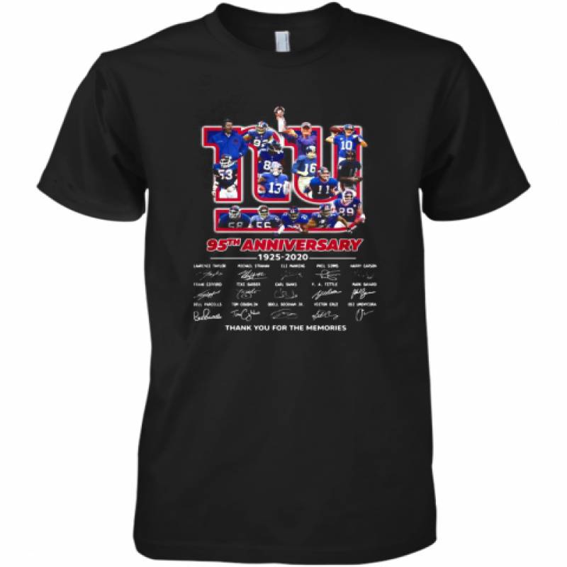 The New York Giants 95Th Anniversary 1925 2020 Thank You For The Memories Signnatures Premium Men's T-Shirt