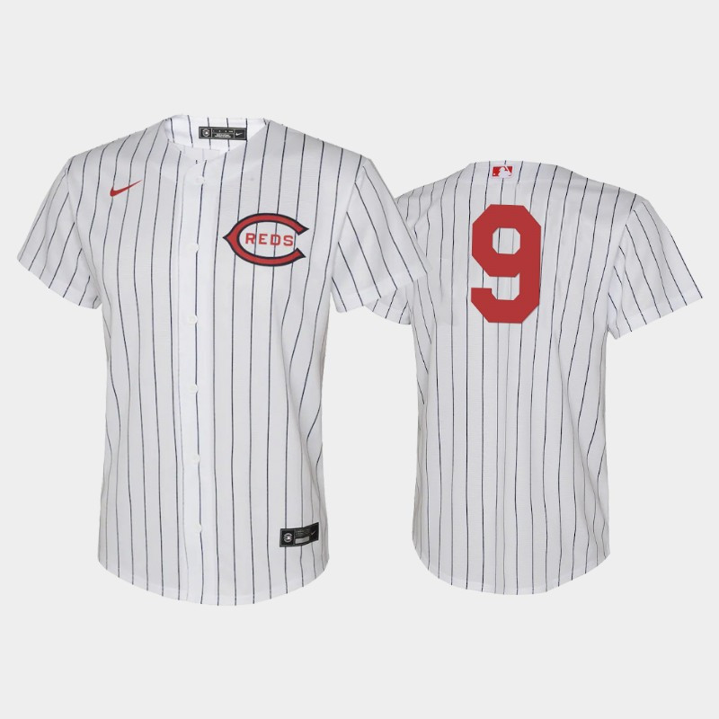 Youth 2022-23 Field of Dreams 9 Mike Moustakas Cincinnati Reds White Jersey