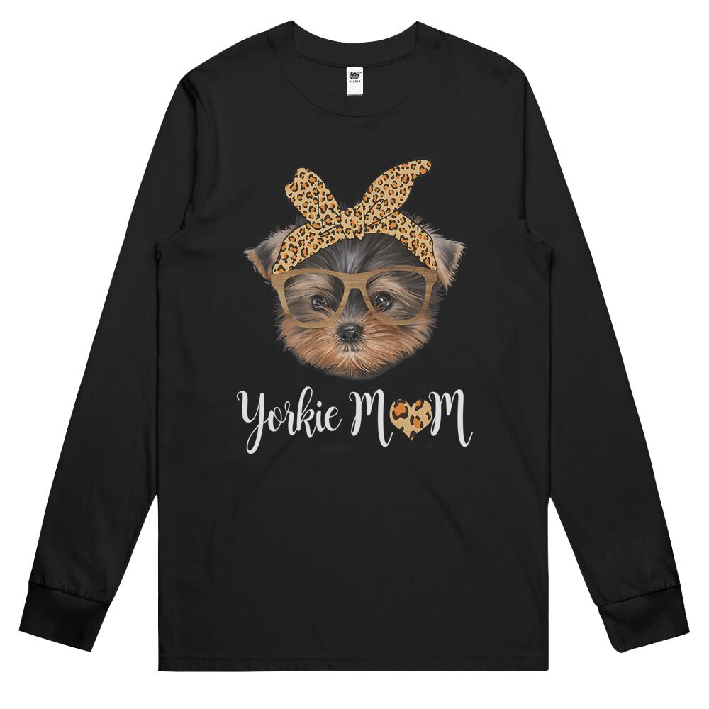 Yorkie Mom Leopard Print Dog Lovers Mother Day Gift Long Sleeve T Shirts