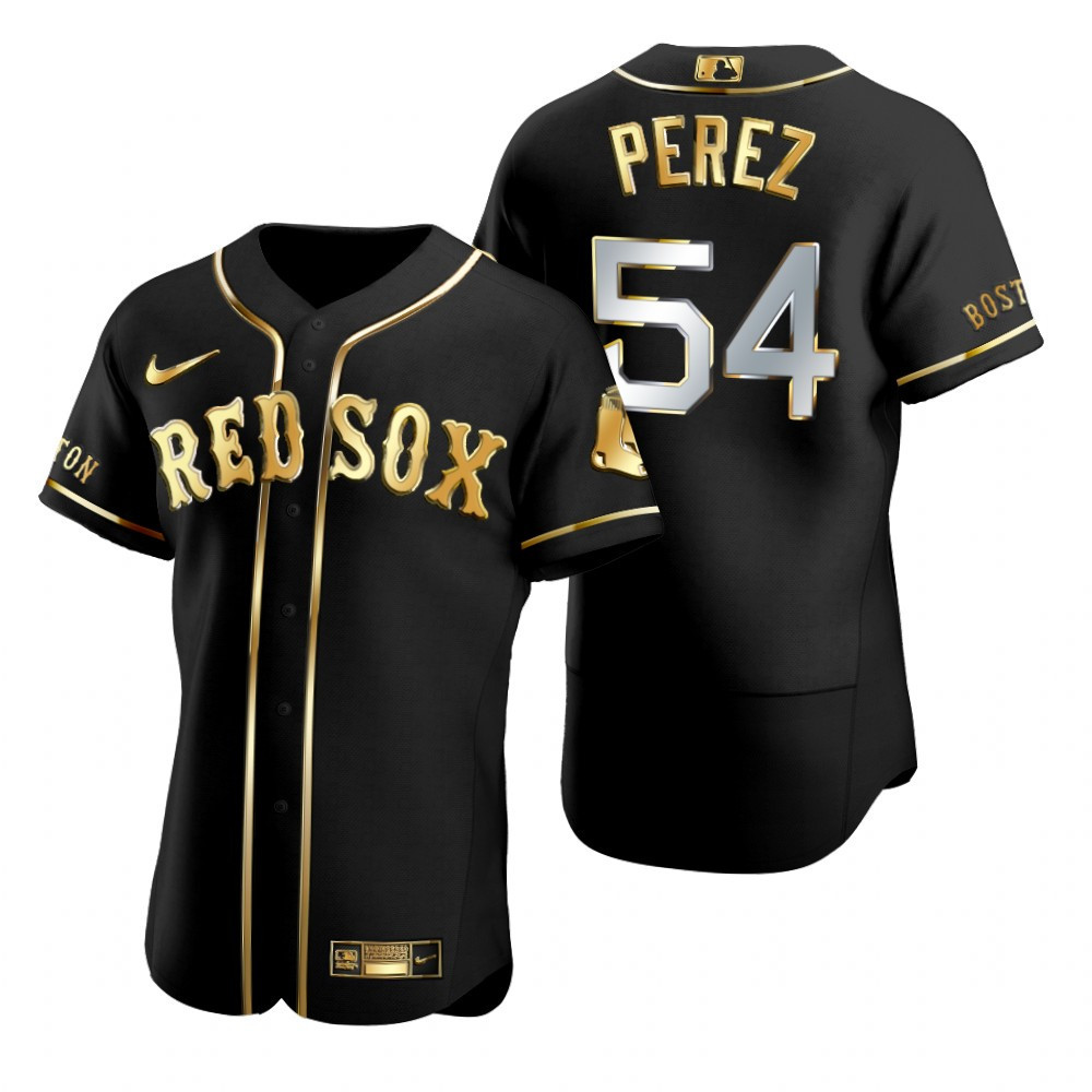 Boston Red Sox #54 Martin Perez MLB Golden Brandedition Black Jersey Gift For Red Sox Fans