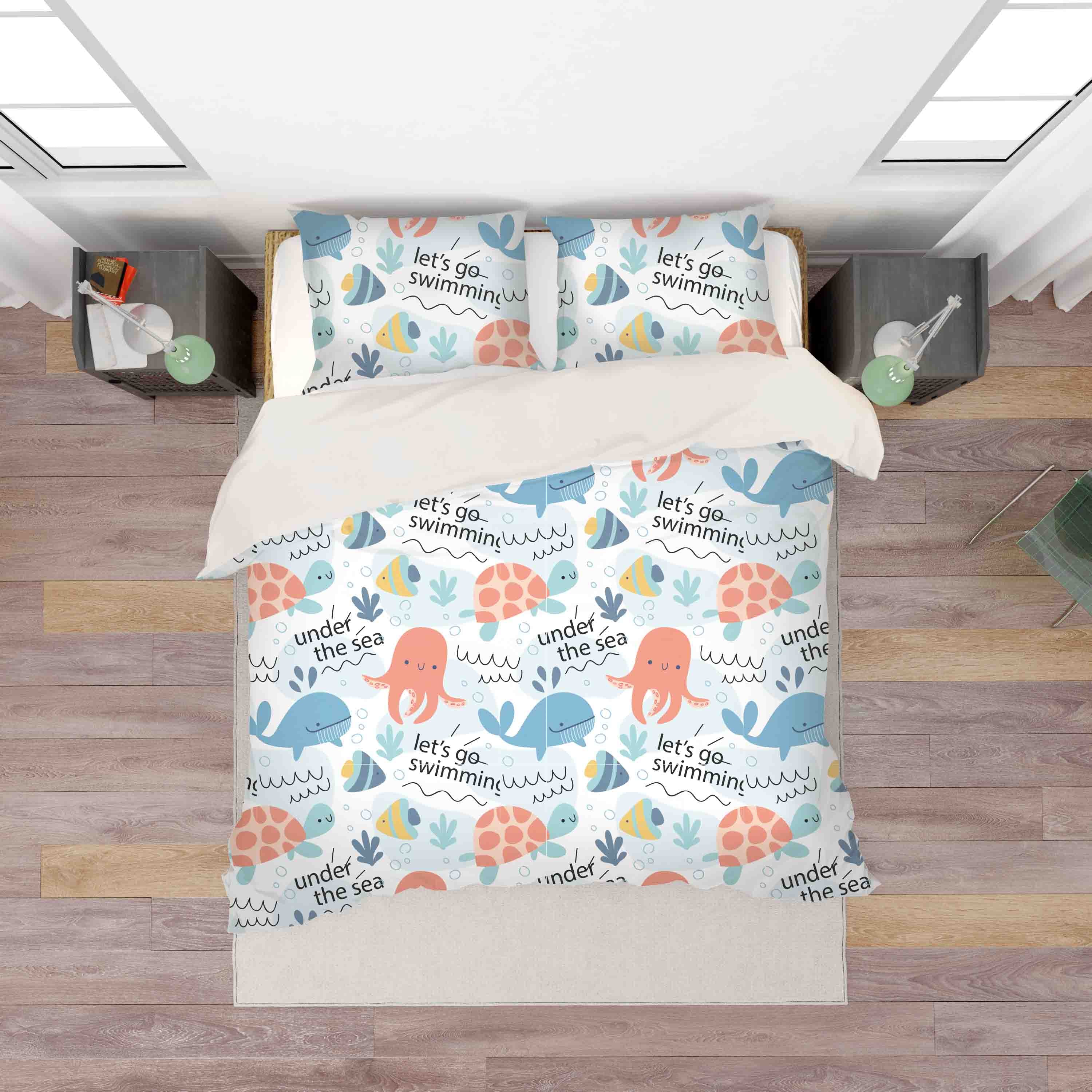 3D Cartoon Dolphin Octopus Quilt Cover Set Bedding Set Pillowcases 73