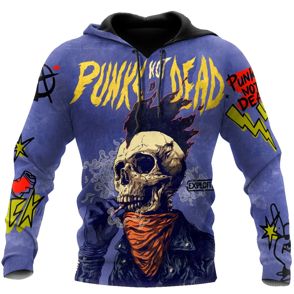 Love Punk Forever Hoodie, Purple Skull Hoodies, Halloween Skull Gifts