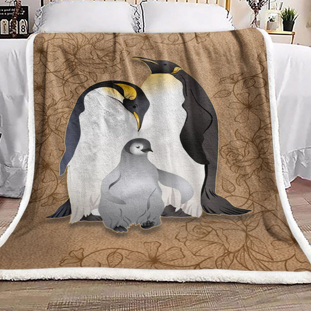 Penguin Family Hn0910111F Sherpa Fleece Blanket