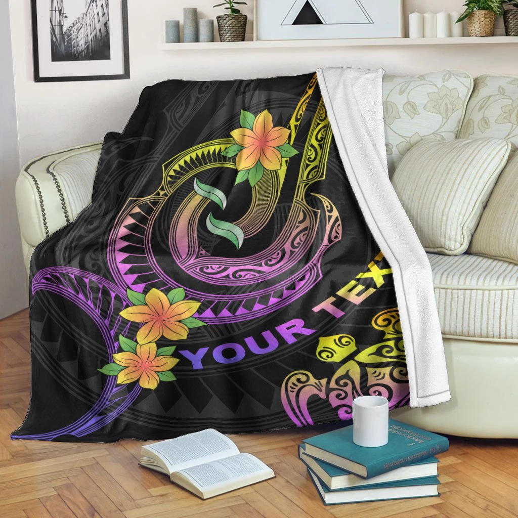 Polynesian Custom Personalised Premium Blanket – Plumeria Flowers with Spiral Patterns – BN26