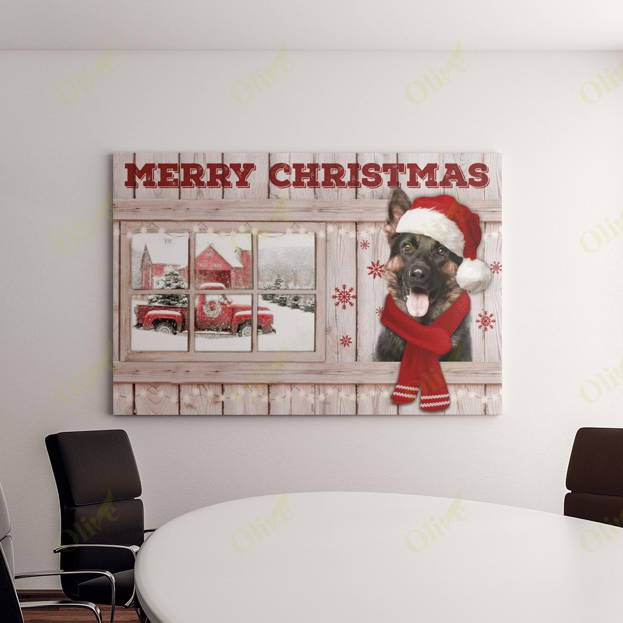 German Shepherd – Merry Christmas With You Canvas And Poster | Wall Decor Visual Art