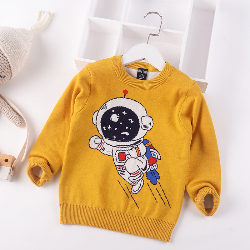 2022 New Autumn Winter Children Cartoon space pilot Knitted Sweaters Kids Baby Boys Sweater Jumper Cotton Toddler Clothes 2-7y alx