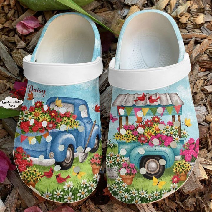 Gardening Personalized Flower Truck Clog Shoes