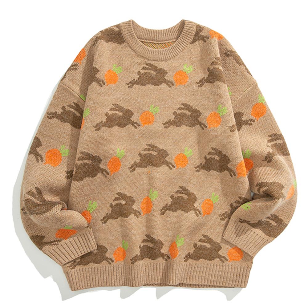 Rabbit Carrot Jacquard Knitted Sweater