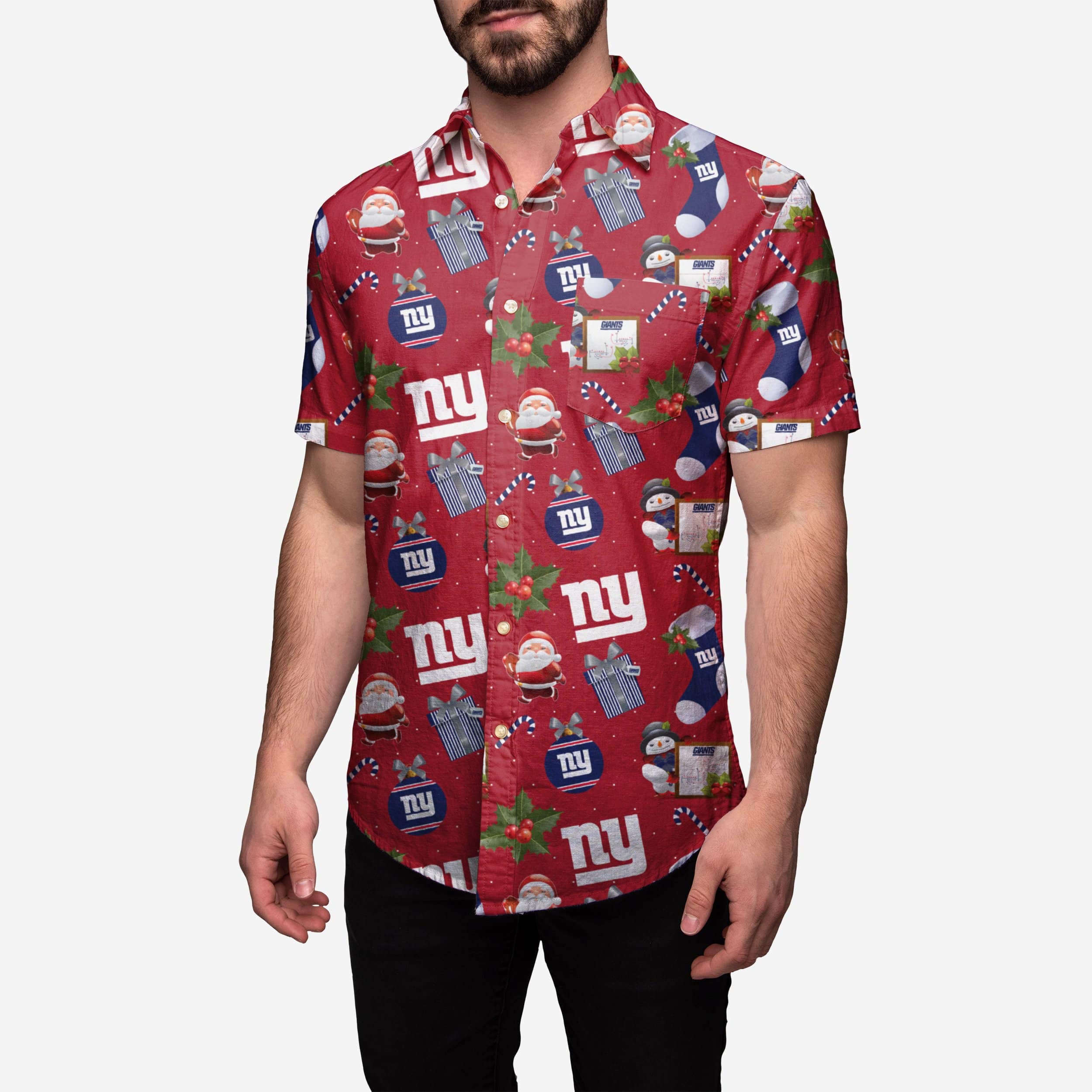 New York Giants Christmas Explosion Button Up Shirt