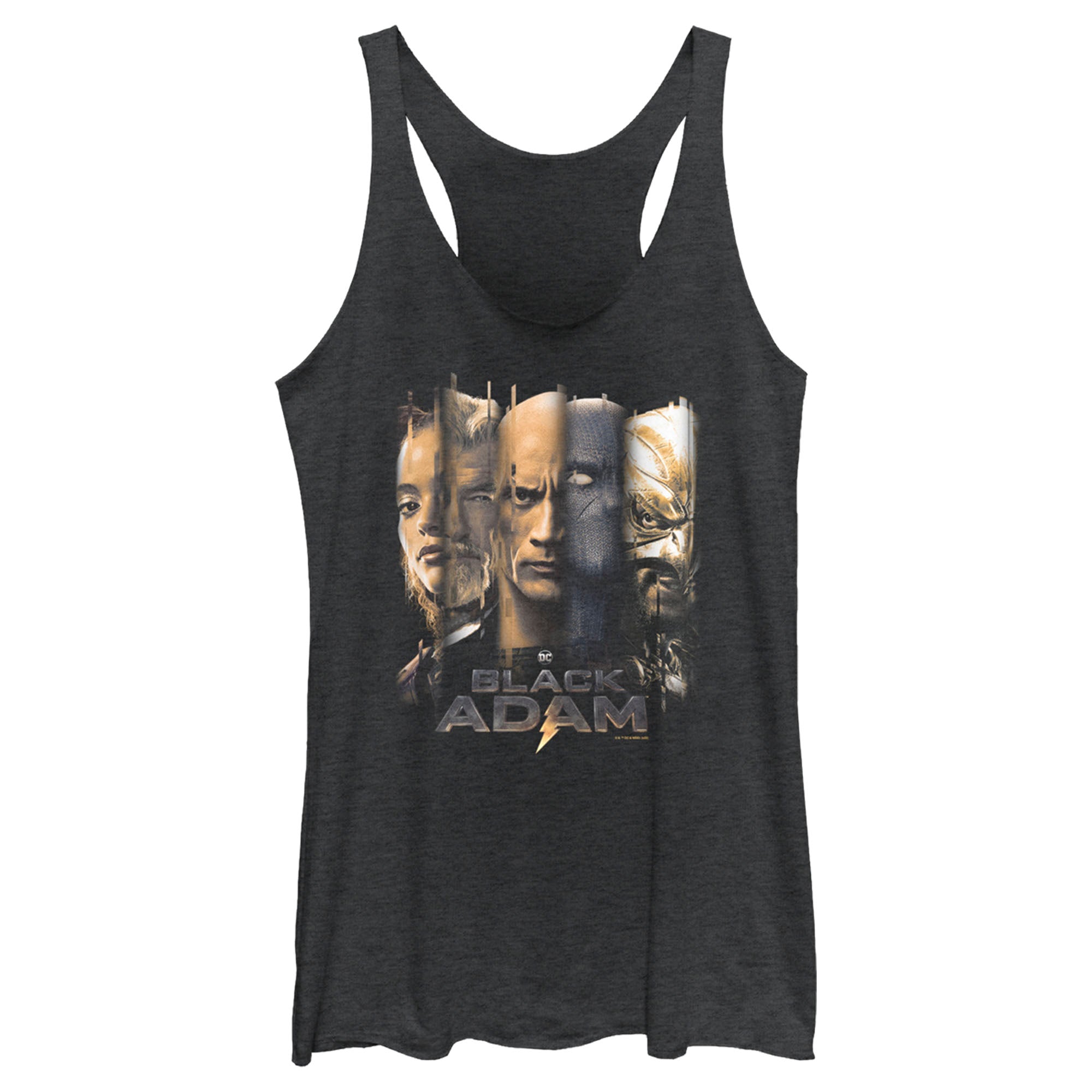 Women’S Black Adam Faces Of Justice Racerback Tank Top