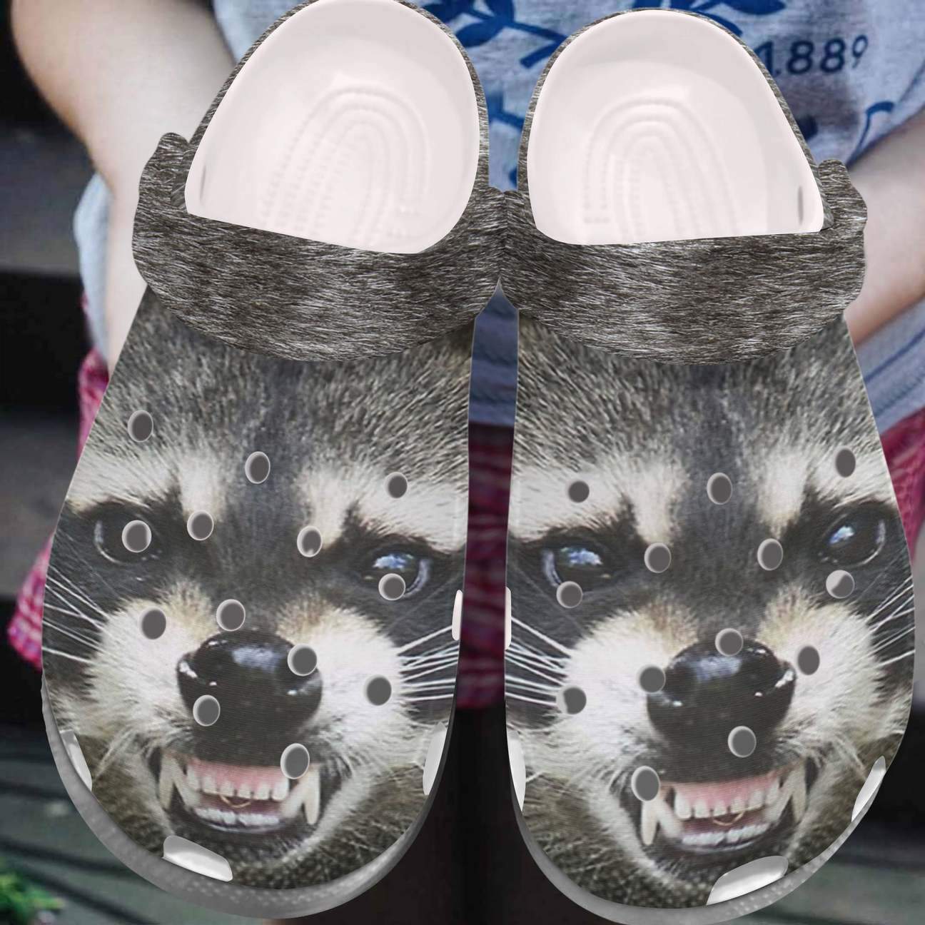 Raccoon Personalized Clog, Custom Name, Text, Color, Number Fashion Style For Women, Men, Kid, Print 3D Raccoon Face