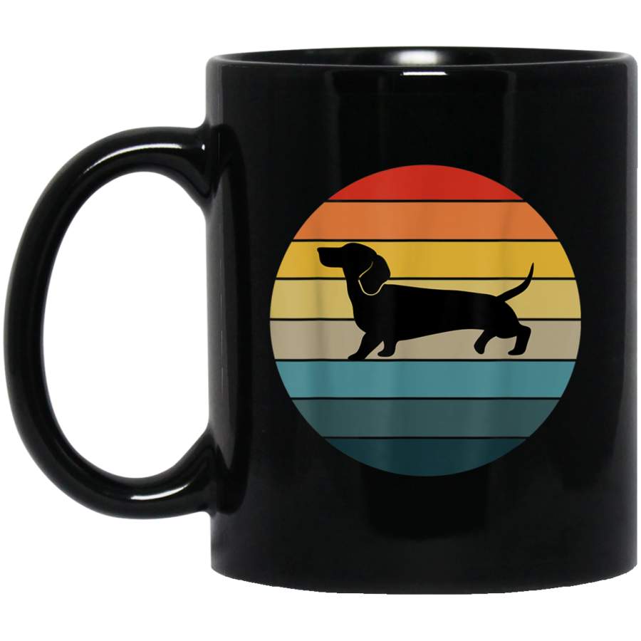 Vintage Dachshund Dog Retro Sunset Distressed Silhouette Mug