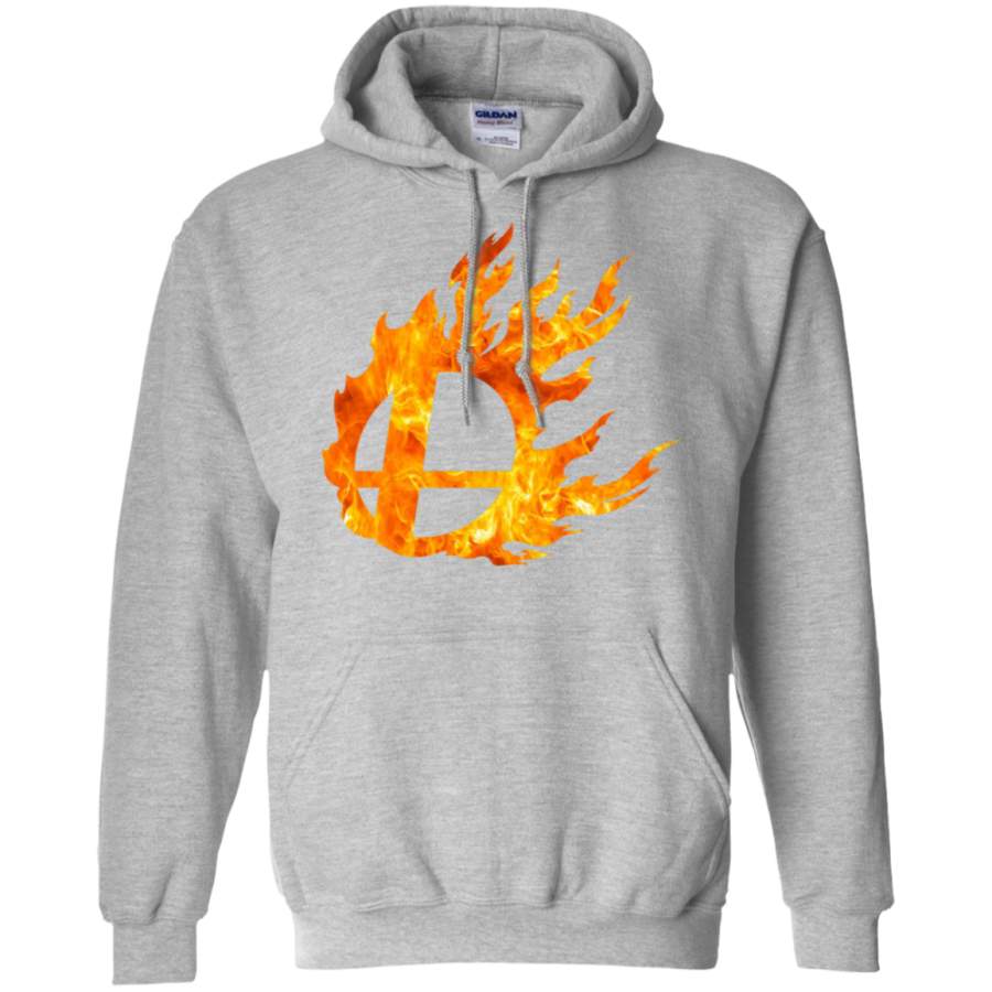 AGR Super Smash Bros fire logo Gildan Pullover Hoodie