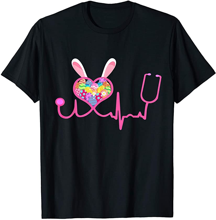 Bunny Nurse Stethoscope heart beat Funny Easter Gift T-Shirt