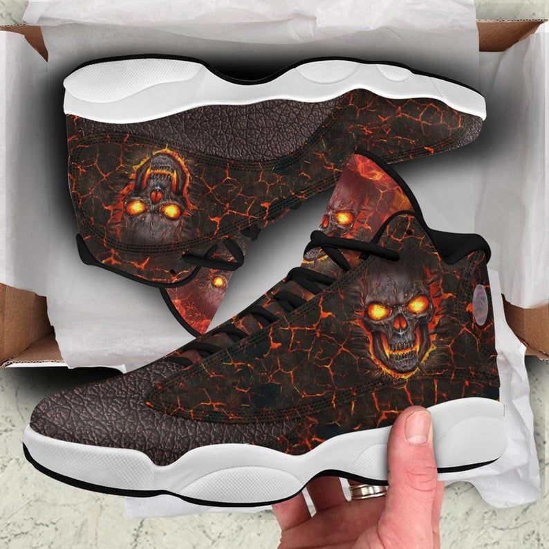 Magma Skull Air JD13 Sneakers, Air JD13 Shoes, Skull Shoes, Magma Shoes, Magma Skull Sneaker