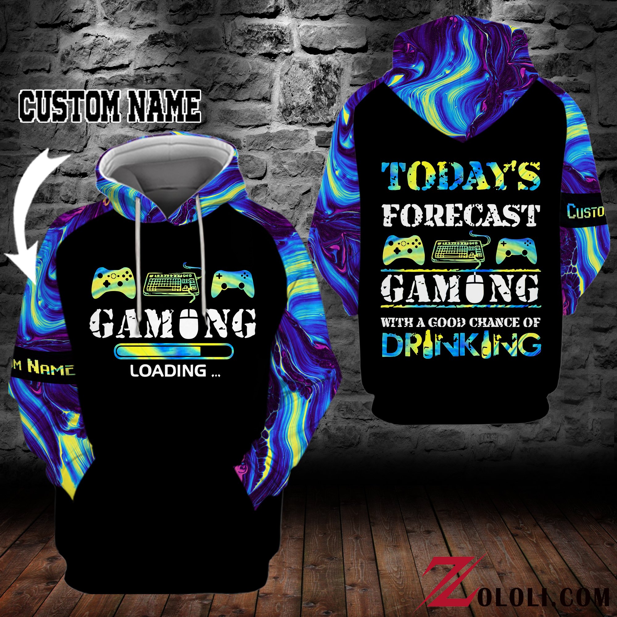 Today’s forecast gaming with a chance of drinking hoodie 3D Custom TTM