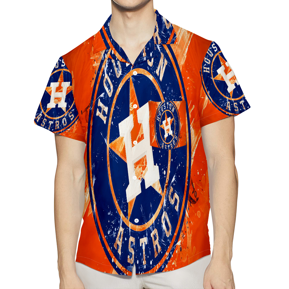 Houston Astros Emblem Texture V2 3D All Over Print Summer Beach Hawaiian Shirt With Pocket