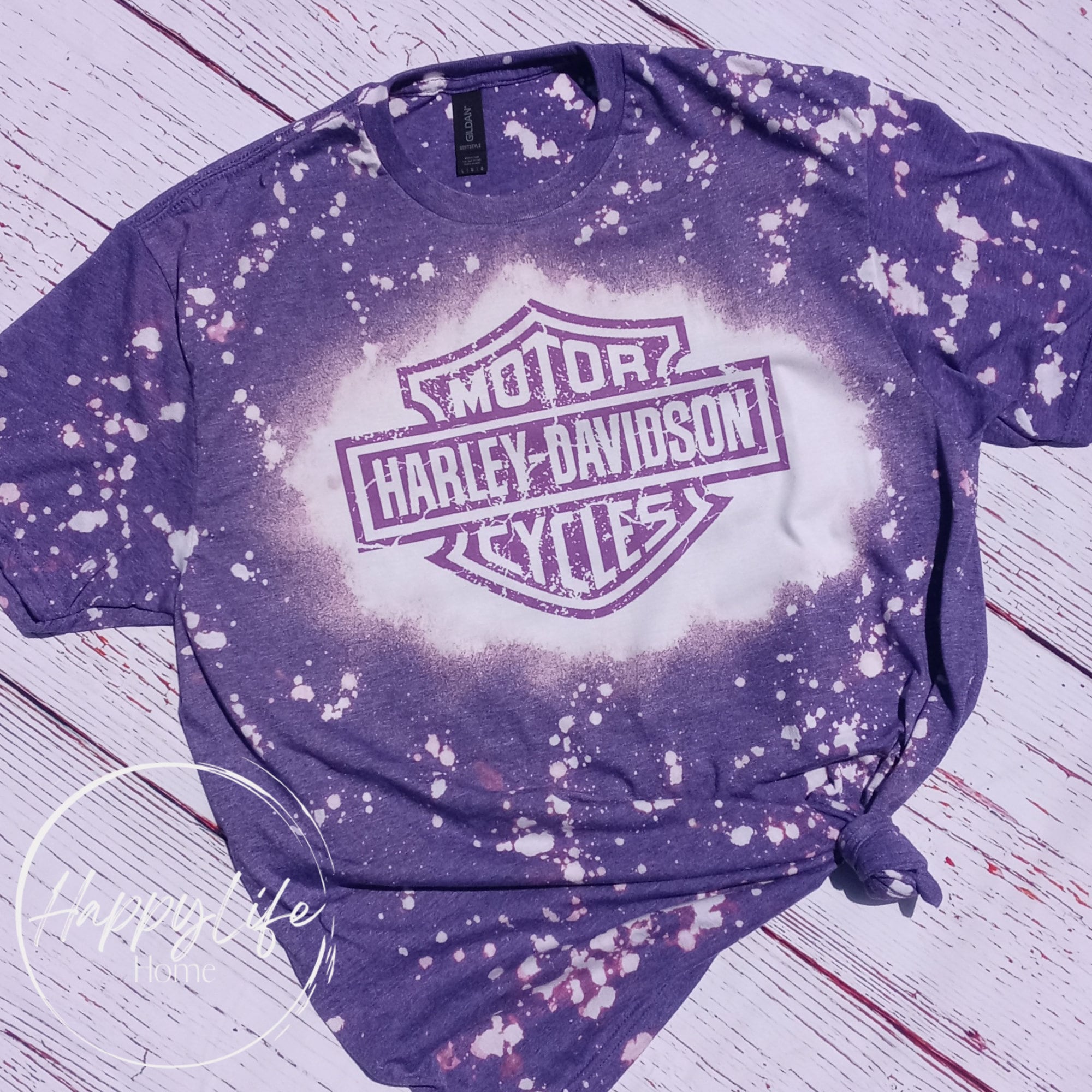 Purple Harley Davidson Bleached Sublimated T-shirt