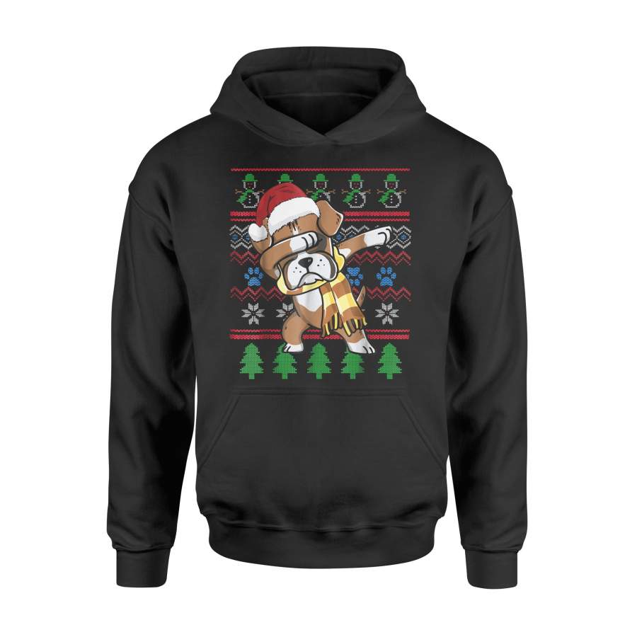 Boxer Dabbing Santa Hat Ugly Sweater Style Christmas T-Shirt – Standard Hoodie