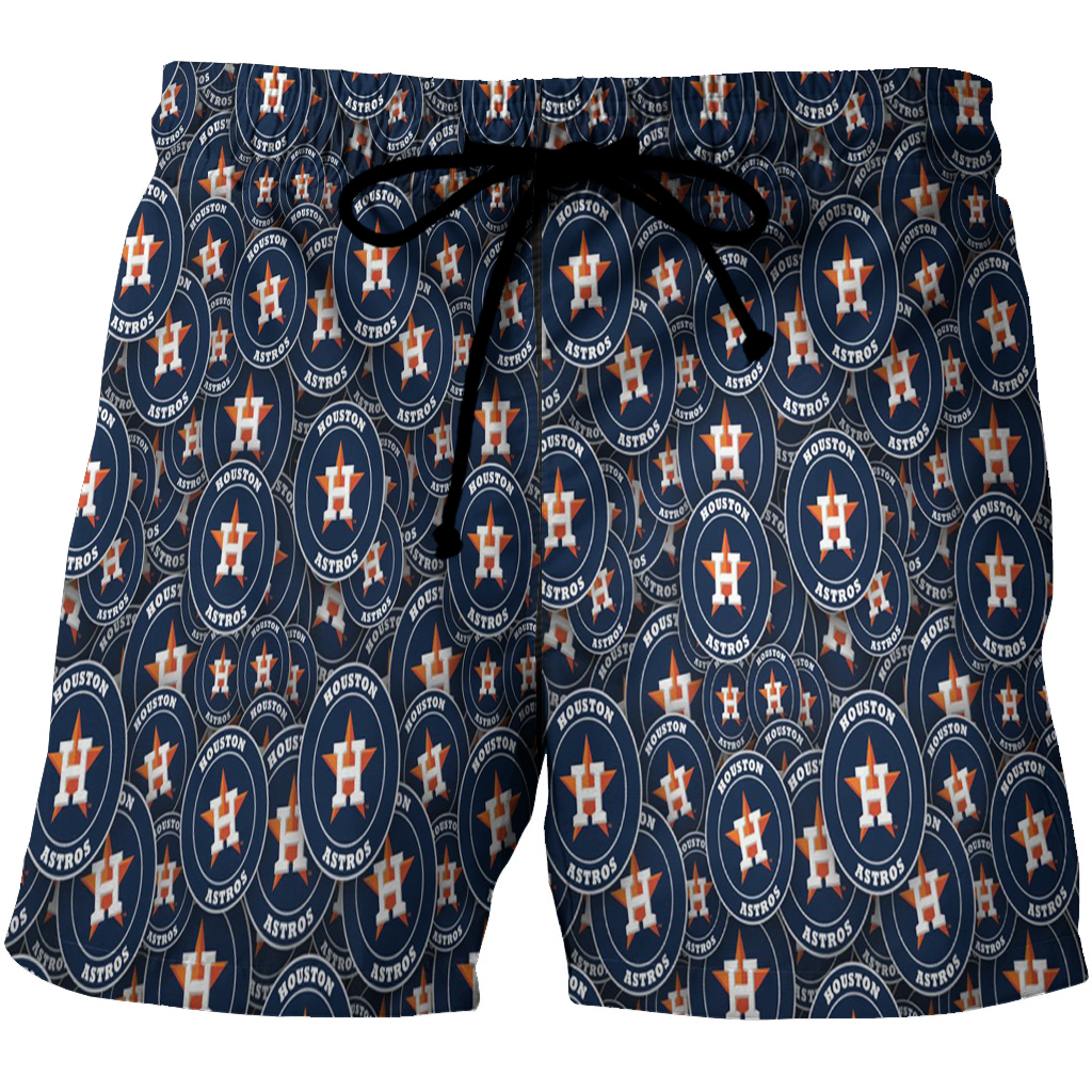 Houston Astros Emblem V2 3D All Over Print Summer Beach Hawaiian Short