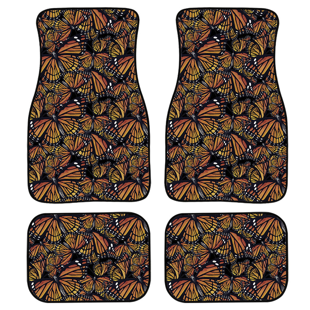 Vintage Monarch Butterfly Pattern Print Front And Back Car Floor Mats, Front Car Mat