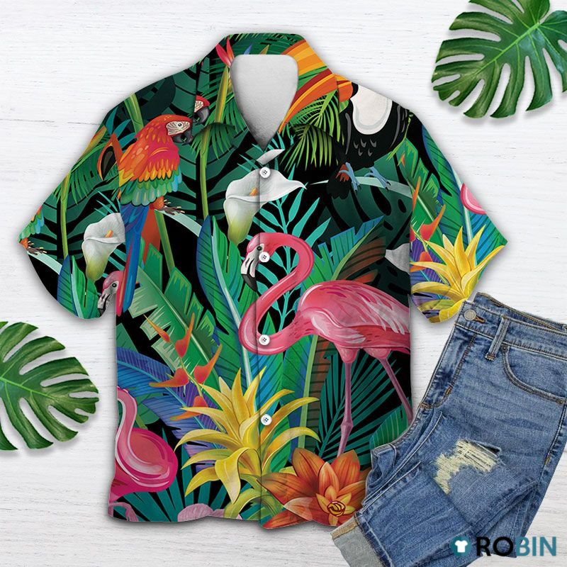 Tropical Bird Flamingo Hawaiian Shirt