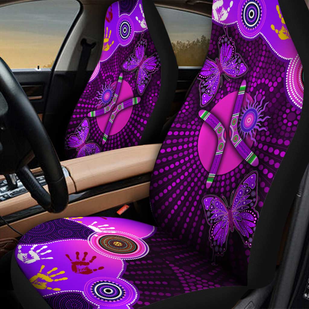 Aboriginal Naidoc Week 2021 Purple Butterflies Car Seat Covers