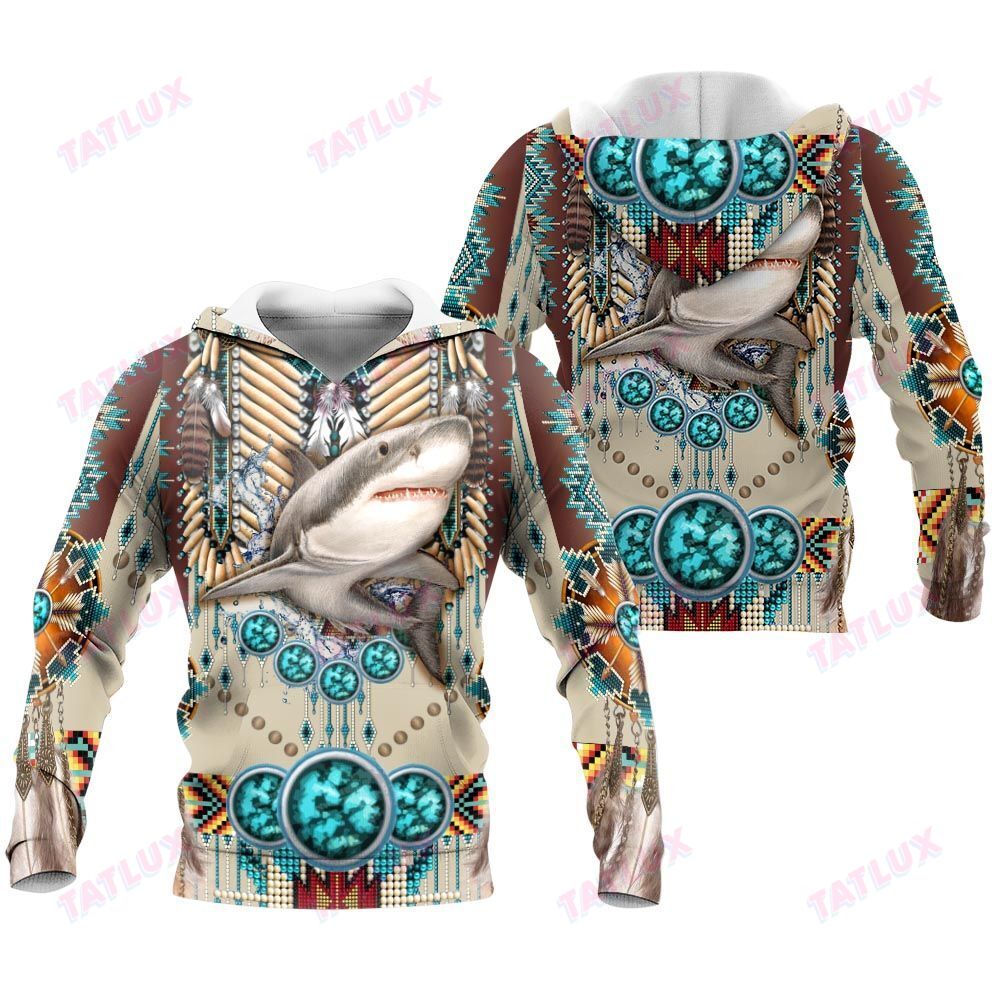 Native Wild Animal Shark 3D All Over Printed Shirt, Sweatshirt, Hoodie, Bomber Jacket Size S – 5Xl