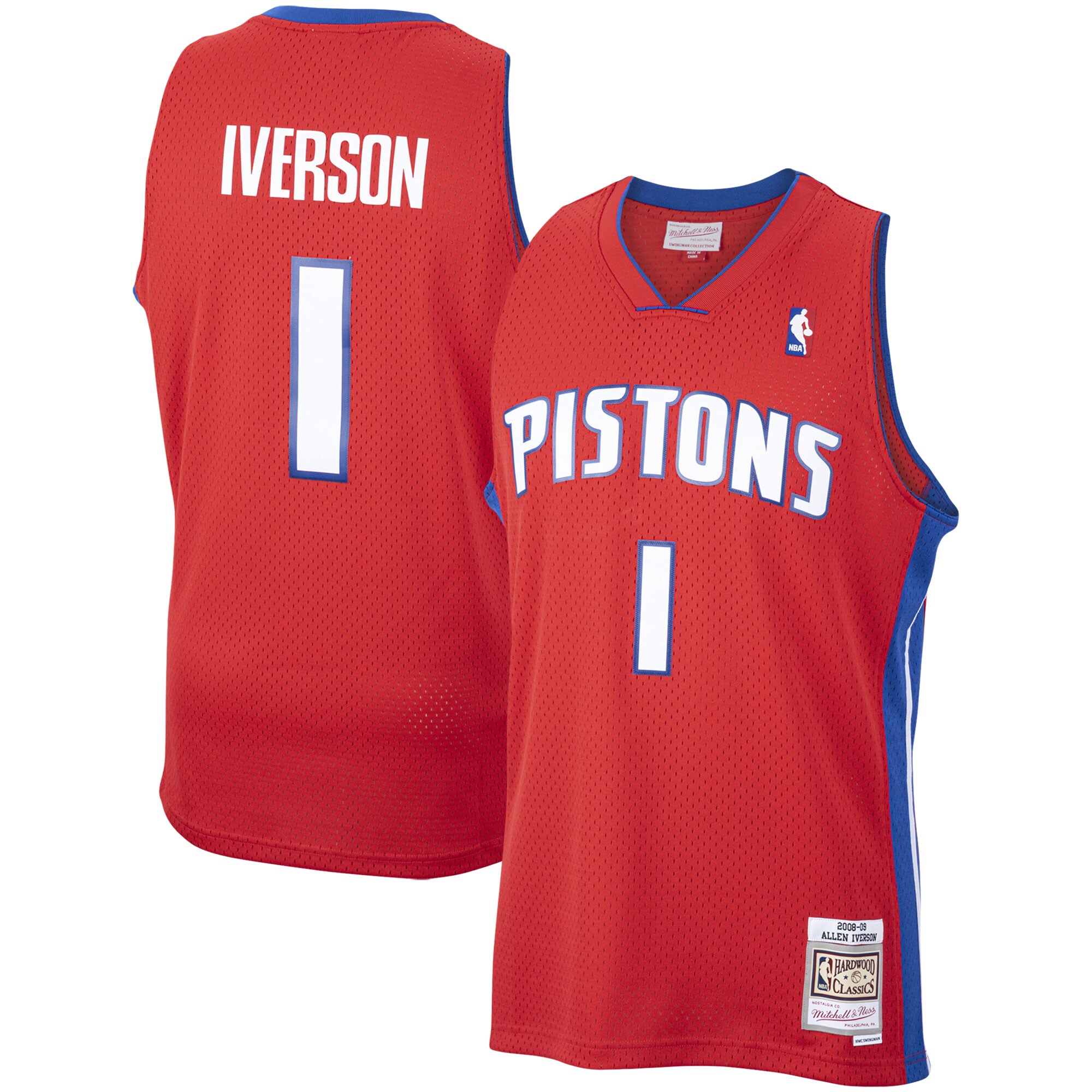Allen Iverson Detroit Pistons Mitchell & Ness Hardwood Classics Swingman Jersey – Red