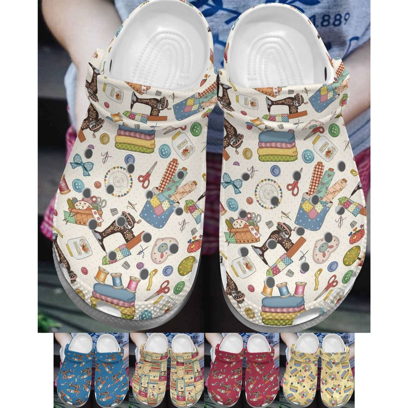 Sewing Personalize Clog, Custom Name, Text, Fashion Style For Women, Men, Kid, Print 3D Whitesole Sew On