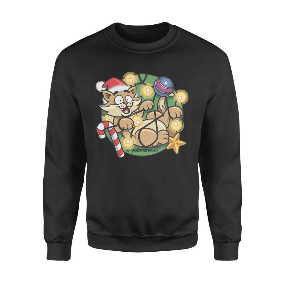 Christmas Gift Idea Old Cat With Oral And Christmas Cane Candy – Standard Crew Neck Sweatshirt