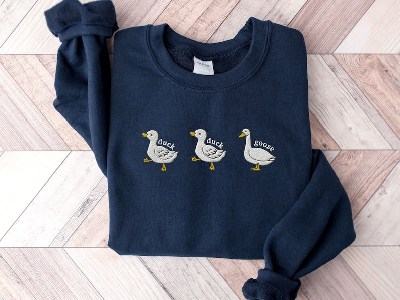 Duck, Duck, Goose Halloween Embroidered Sweatshirt Crewneck Sweatshirt All Over Print Sweatshirt For Women Sweatshirt For Men Sws2751