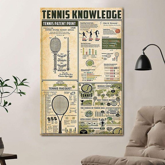 Tennis Knowledge Poster Canvas Home D  cor Gifts For Men Women