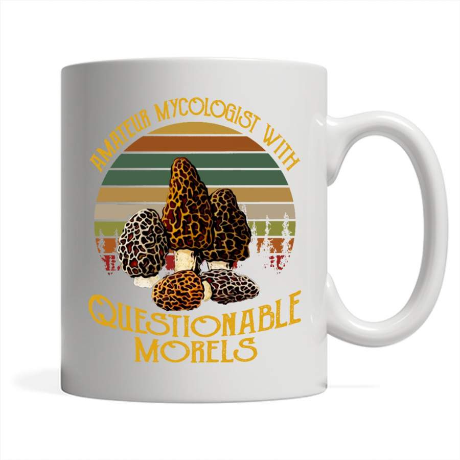 Amateur Mycologist With Questionable Morels, Classic Vintage Retro Design A – Full-Wrap Coffee White Mug