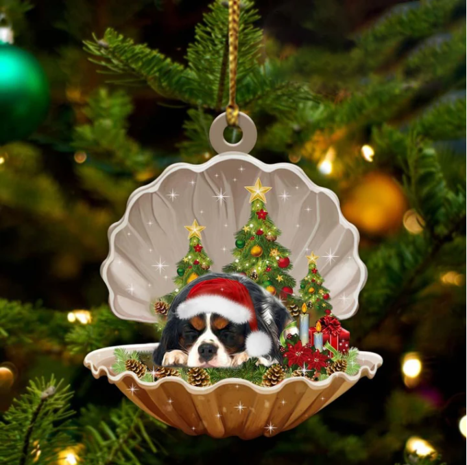 Cavalier King Charles Spaniel3-Sleeping Pearl In Christmas Two Sided Ornament