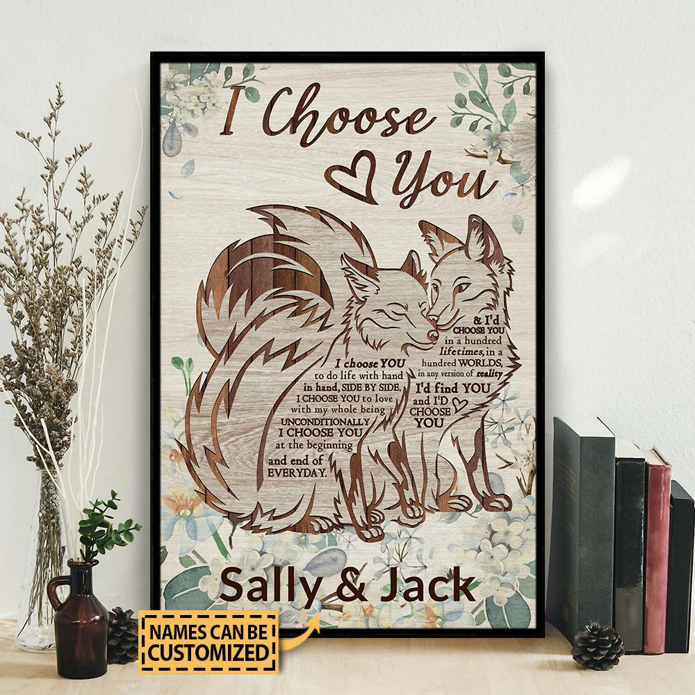 Aeticon Gifts Personalized Fox Couple I Choose You Canvas Mom Dad Gift Home Decor