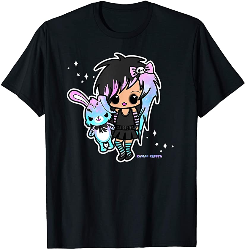 Kawaii Emo Chibi Girl Pastel Goth Scene Kid EGirl Bunny T-Shirt